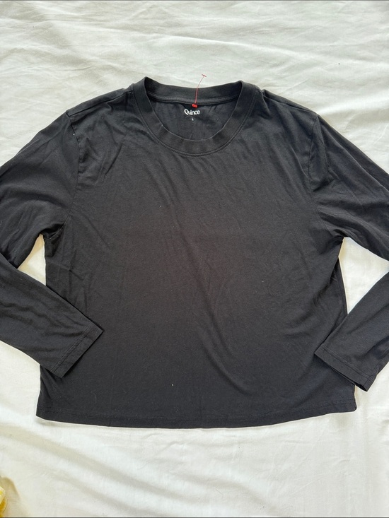 Quince Tops - Quince Black Long-Sleeve Crewneck Tee for women